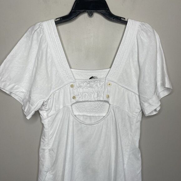 MADEWELL Linen Mini Dress Women 8 White Square Neck Cutout NP764 - Picture 8 of 12